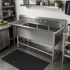 Thumbnail image #2 for John Boos Pro-Bowl 3PB16204-1D30L 3-Compartment Stainless Steel Sink with 30-Inch Left Drainboard, 14-Inch Deep Bowls, 10-Inch Backsplash