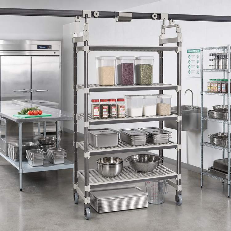 Product image #2 for Camshelving Elements XTRA High Density Top Rail Overhead Track Mobile Starter Shelving Unit, 5-Tier, 24 x 42 x 80 Inches