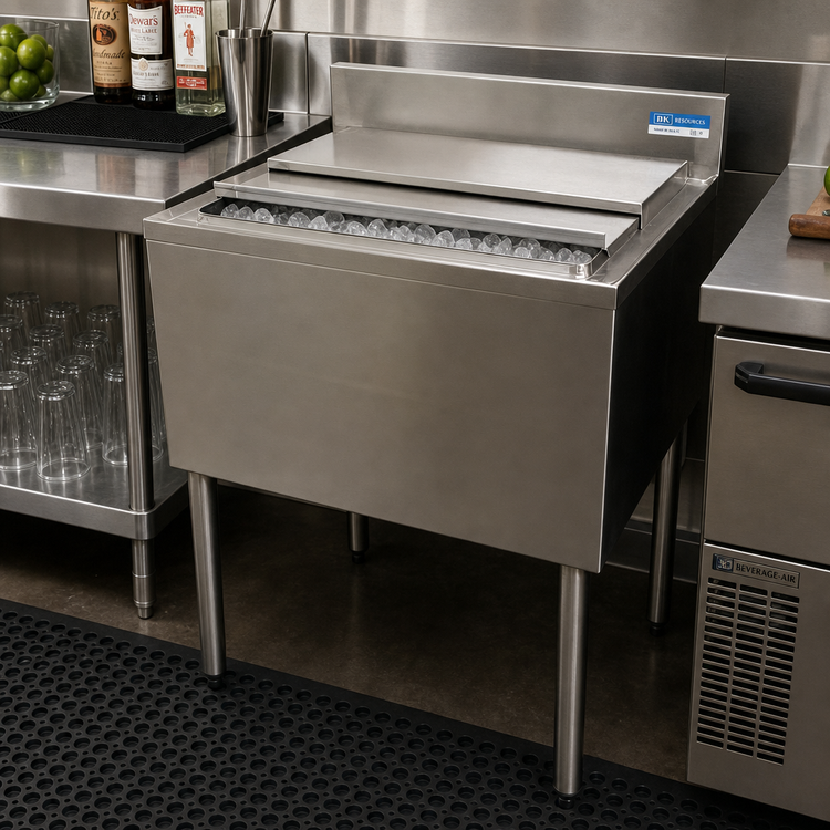 Product image #3 for BK Resources 30-Inch Underbar Insulated Ice Bin with 7-Circuit Aluminum Cold Plate, 80 lb Capacity