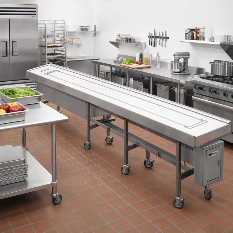 Product image #2 for Dinex DXIESFB14 14 ft. Tray Make-Up Fabric Belt Conveyor