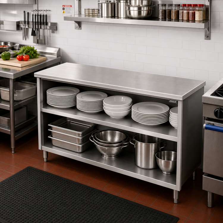 Product image #2 for Eagle Spec-Master PC1560SE-CS Open-Front Plate Cabinet — 60 Inches x 15 Inches, 14-Gauge 304 Stainless Steel Top