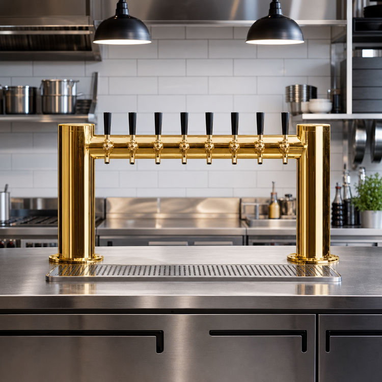 Product image #2 for Metropolis H Series Countertop Glycol-Cooled 8-Faucet Draft Beer Tower with PVD Brass Finish
