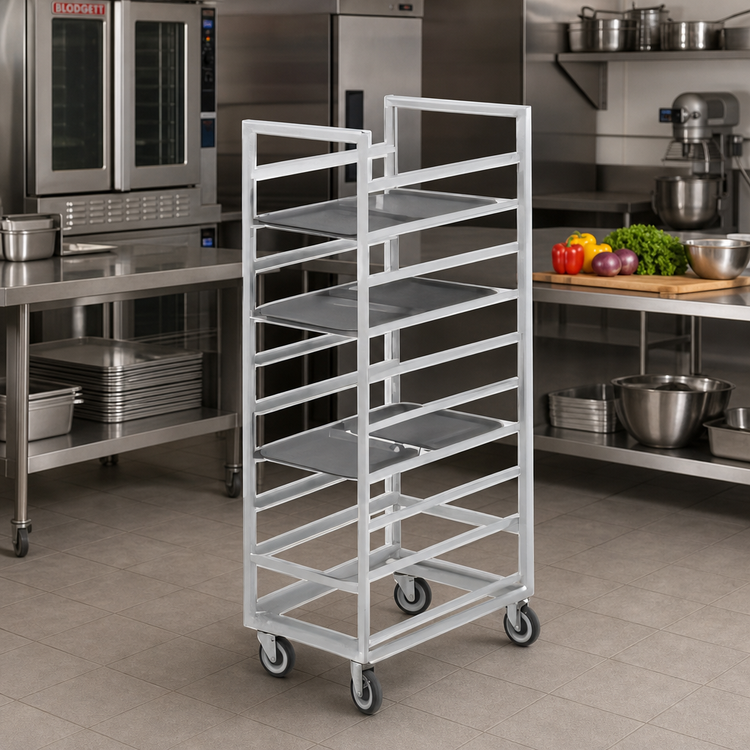 Product image #2 for Channel 36-Inch High Stainless Steel Single-Section Cafeteria Tray Rack for 14 x 18 Trays, End Load, 10-Tray Capacity