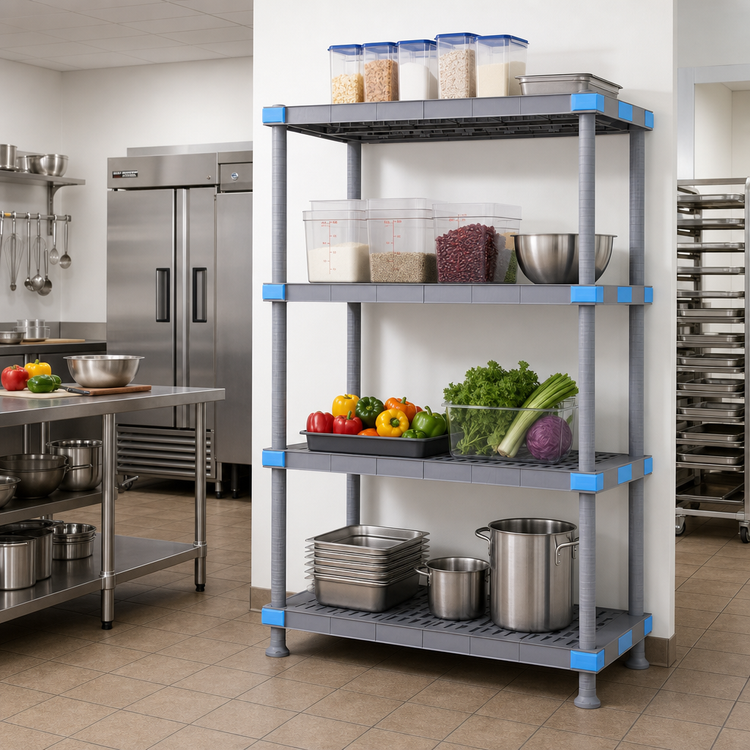 Product image #2 for Quantum Millenia 48"W x 24"D x 86"H Polymer Stationary Starter Shelving Unit, Gray