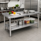 Thumbnail image #2 for Klinger's Trading SG2460 60-Inch x 24-Inch 18-Gauge Stainless Steel Work Table with Galvanized Base and Adjustable Undershelf