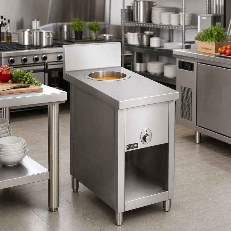 Product image #2 for La Rosa 14-Inch Utility Stand with 7-Quart Soup Warmer and Open Cabinet Base
