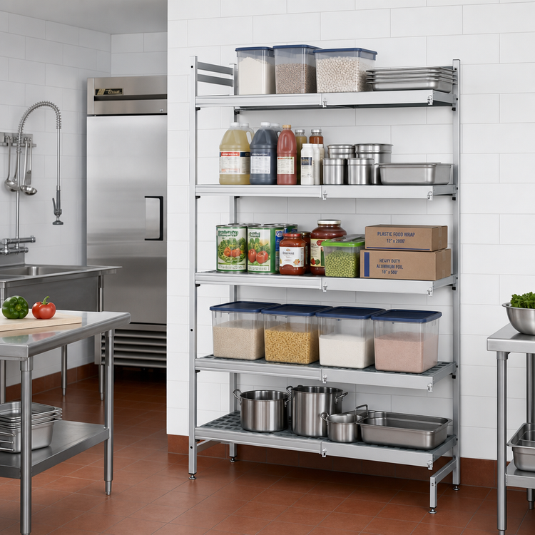 Product image #2 for Fermostock 5-Tier Corner Expansion Polymer Shelving Kit, 83 Inches H x 68 Inches W x 14 Inches D