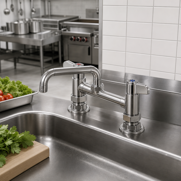 Product image #2 for equip 4-Inch Centers Deck Mount Mixing Faucet with 6-Inch Swing Nozzle