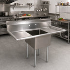 Thumbnail image #2 for John Boos E1S8-24-14T24 72-Inch Freestanding 1-Compartment 18-Gauge Stainless Steel Sink with Left and Right Drainboards, 24 x 24 x 14-Inch Bowl