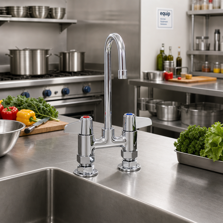 Product image #2 for equip 4-Inch Centers Deck Mount Mixing Faucet with 3-Inch Rigid Gooseneck and Lever Handles