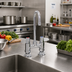 Thumbnail image #2 for equip 4-Inch Centers Deck Mount Mixing Faucet with 3-Inch Rigid Gooseneck and Lever Handles