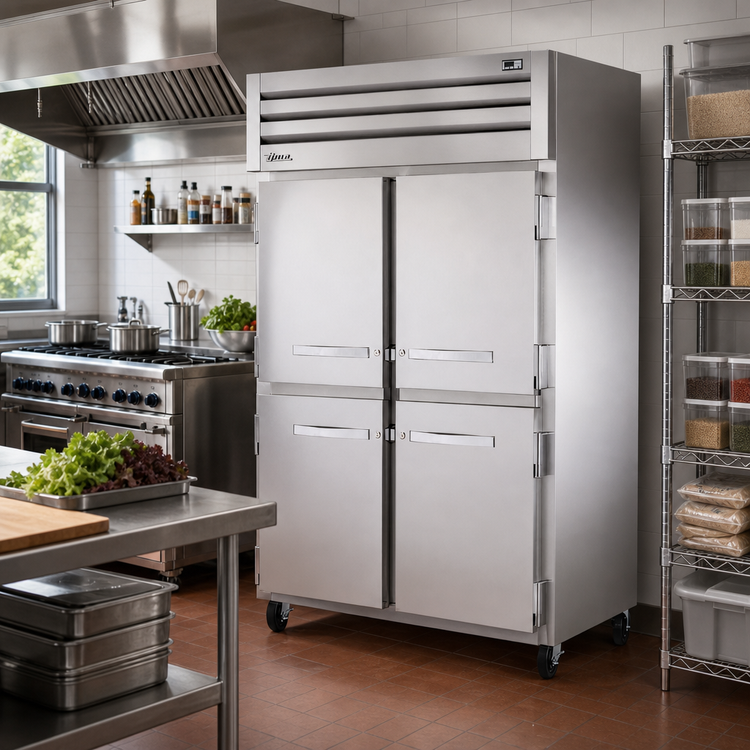 Product image #2 for True Spec Series Two-Section Reach-In Freezer with Four Stainless Steel Half Swing Doors