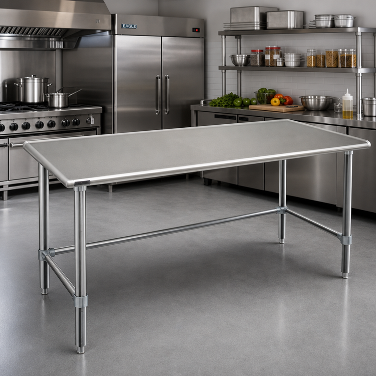 Product image #2 for Eagle Group Spec-Master 144" x 48" 14-Gauge Stainless Steel Work Table with Uni-Lok Gusset System