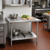 Thumbnail image #2 for Advance Tabco 30 Inch x 30 Inch 16 Gauge 304 Stainless Steel Corner Work Table with Galvanized Undershelf