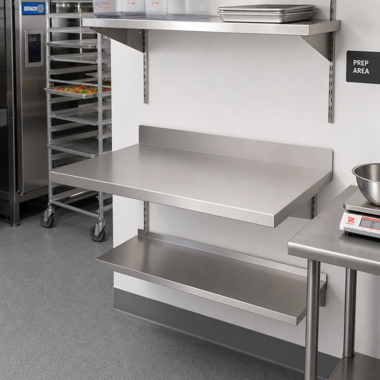 Product image #3 for Metro SmartLever 30" x 48" Stainless Steel Work Surface with 4" Backsplash