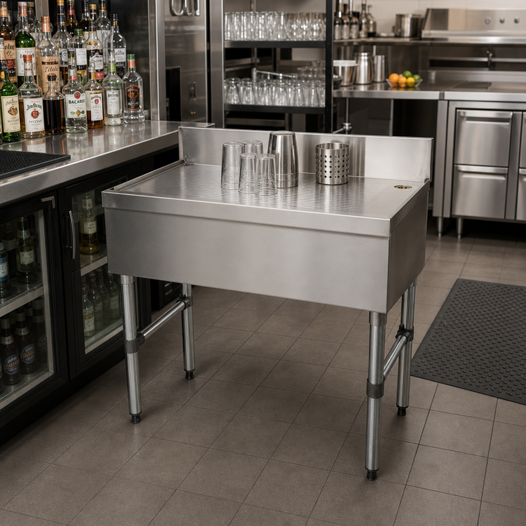 Product image #2 for Advance Tabco Underbar Basics Free-Standing Bar Type Stainless Steel Drainboard, 12 x 18 x 33 Inches