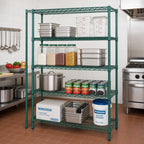 Thumbnail image #2 for Quantum WR74-2472P Stationary Wire Shelving Starter Unit, 72 x 24 x 74 in, 4-Shelf, Green Epoxy Antimicrobial Finish