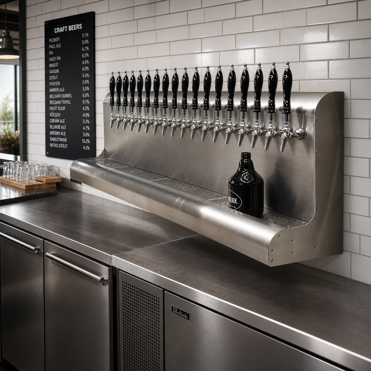 Product image #2 for Perlick 3076-18 Wall Mounted Modular Draft Beer Dispensing Tower, Air Cooled, 18 Faucets