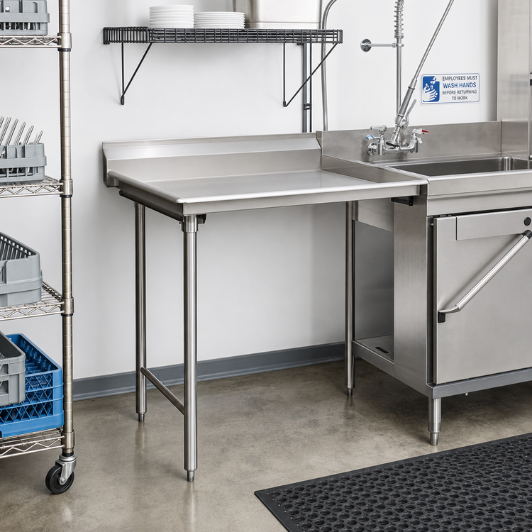 Product image #2 for Eagle Group 30 x 30-Inch Straight Clean Dishtable, Right-to-Left, 16/430 Stainless Steel Top