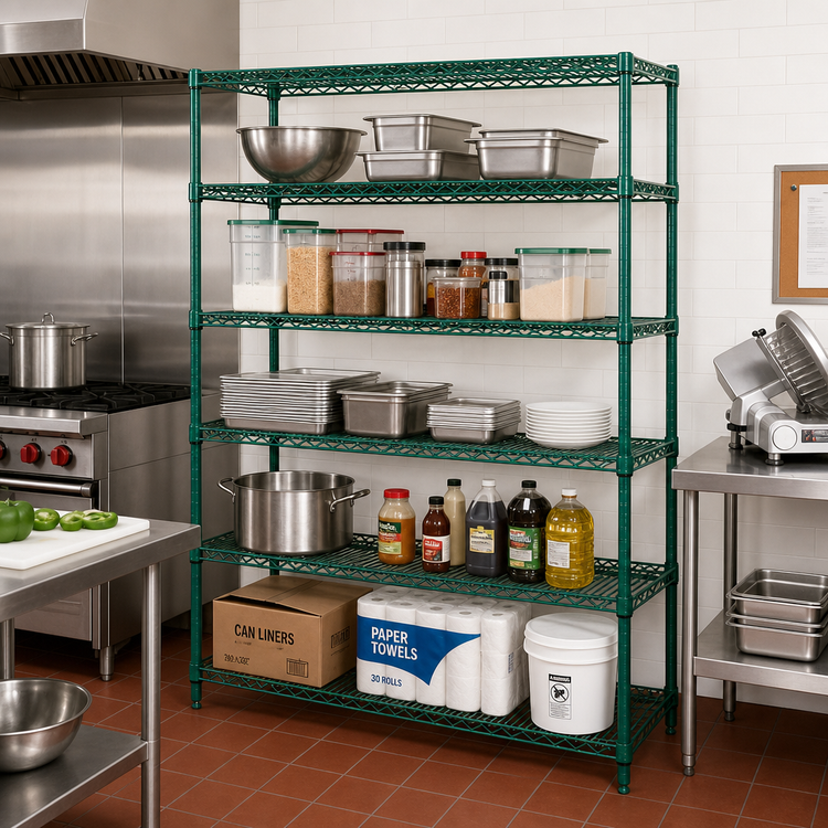 Product image #2 for Quantum 72"W x 21"D x 74"H Stationary Wire Shelving Starter Kit with 5 Shelves