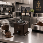 Thumbnail image #2 for Omcan USA TRE SPADE 43678 Manual Hand-Crank Coffee Grinder, 100 g Hopper, Tempered Steel Conic Mechanisms, Beech Wood and Steel