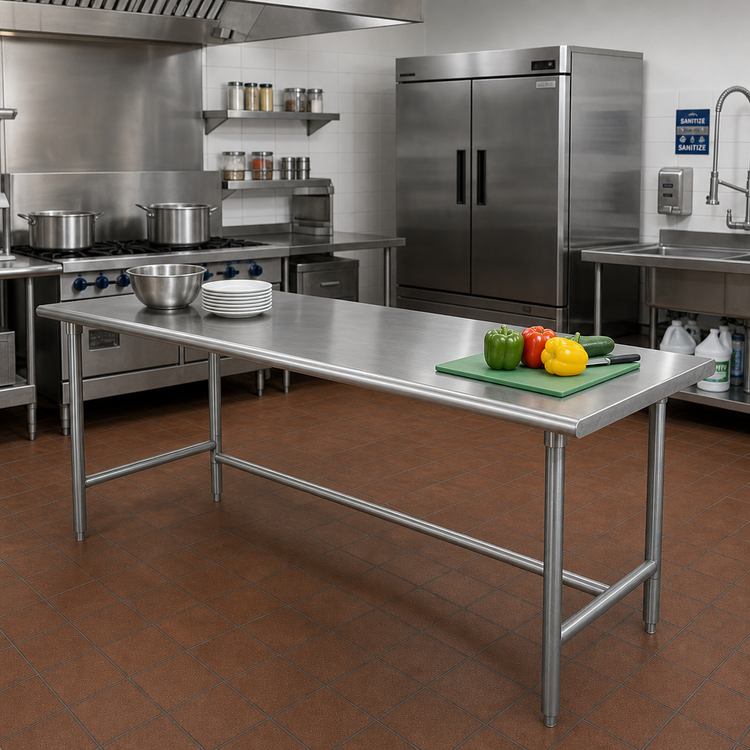 Product image #2 for Advance Tabco 120" x 30" 16-Gauge 304 Stainless Steel Flat Top Work Table with Galvanized Legs