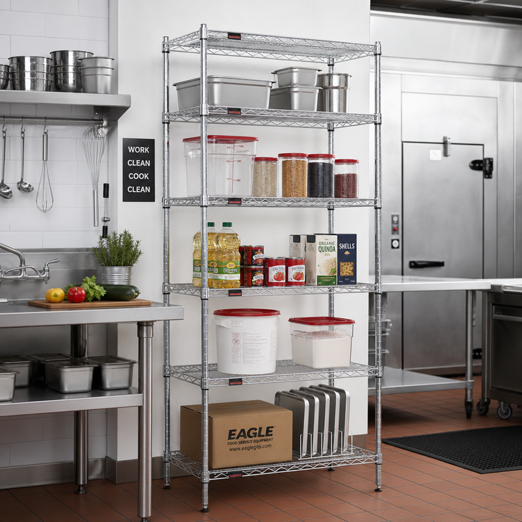 Product image #2 for Eagle Group 42-Inch x 24-Inch x 86-Inch 5-Tier Chrome-Plated Wire Shelving Starter Unit