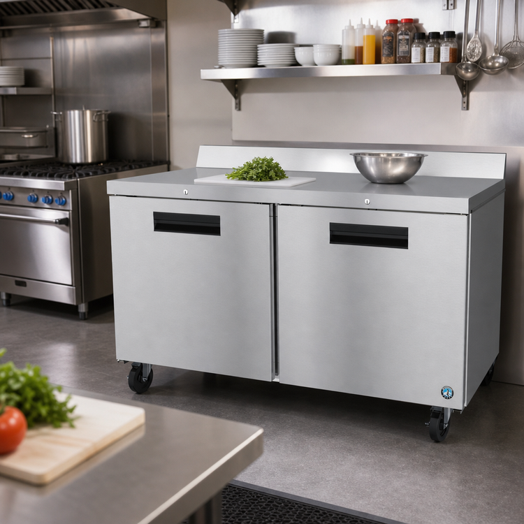 Product image #2 for Hoshizaki Steelheart WF60B-01 60-Inch Two-Section Stainless Steel Worktop Freezer with Solid Hinged Doors and Cylinder Locks