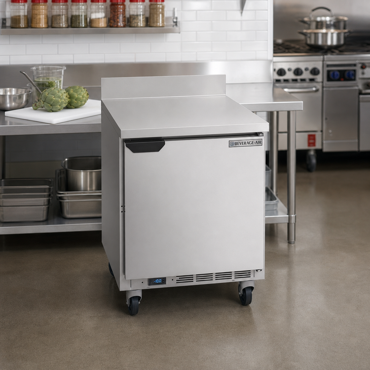 Product image #3 for Beverage-Air Single-Section 27-Inch Stainless Steel Worktop Freezer with Solid Door, 5.87 Cu. Ft., Rear-Mounted Self-Contained Refrigeration