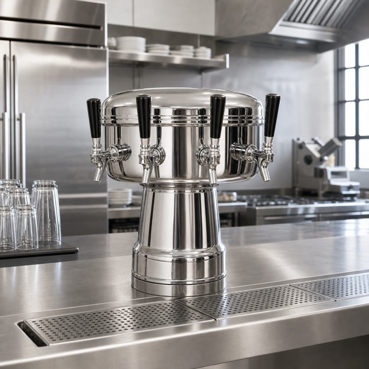Product image #2 for Micro Matic Mushroom 4-Faucet Countertop Glycol-Cooled Stainless Steel Draft Beer Tower