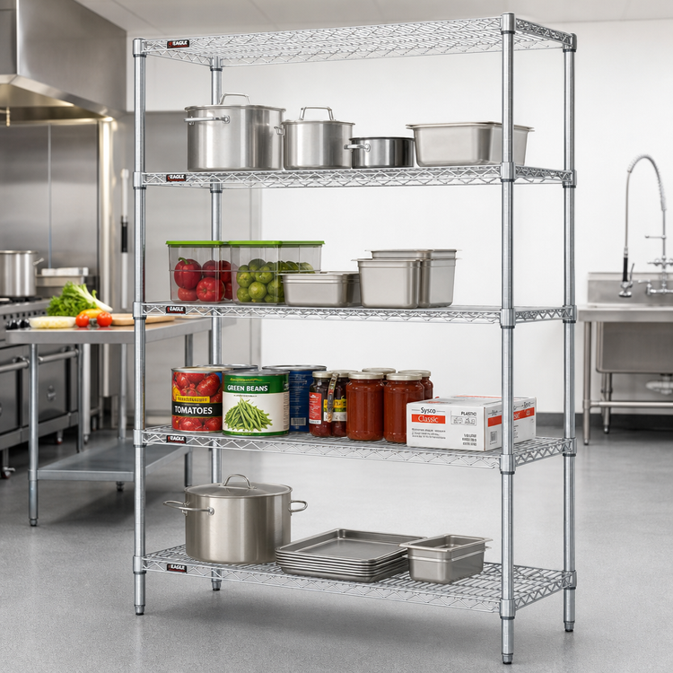 Product image #2 for Eagle Group 60" x 24" x 63" 4-Tier Stainless Steel Wire Shelving Starter Unit