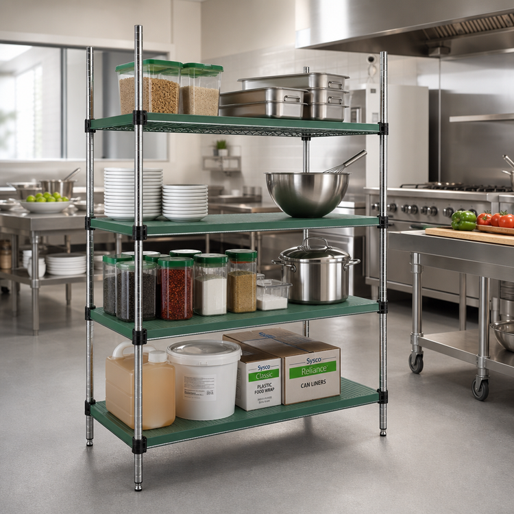 Product image #2 for QuadPlus Green Solid Polymer Shelf Mat with Quad-Adjust Wire Frame, 36"W x 24"D