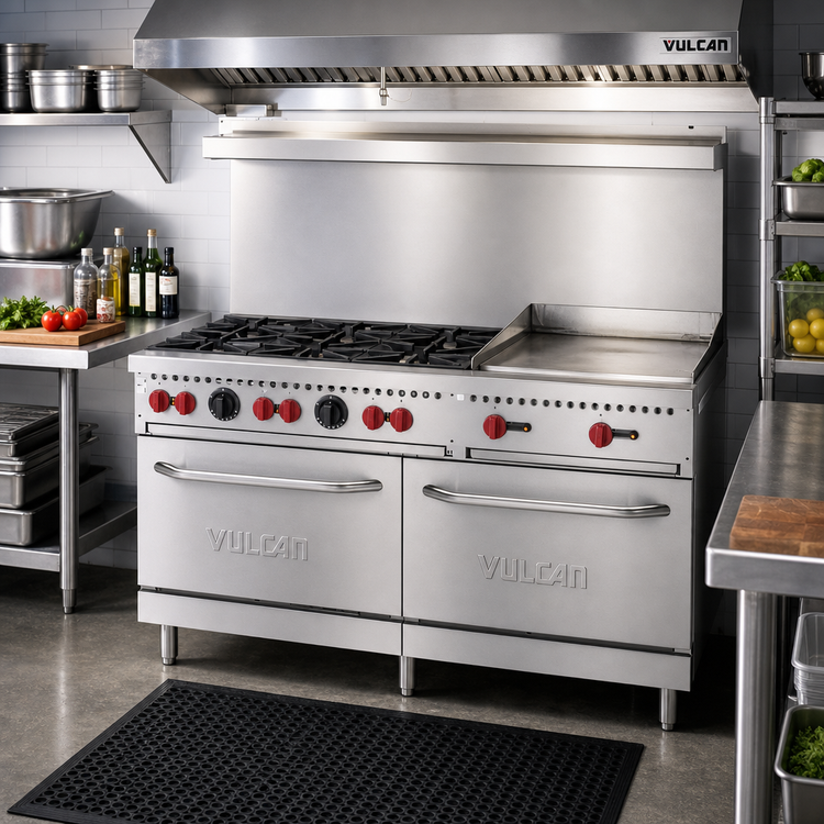 Product image #2 for Vulcan SX Series 60-Inch Natural Gas Commercial Range with 6 Open Burners, 24-Inch Griddle, and 2 Standard Ovens