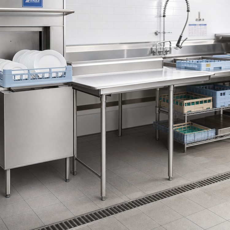 Product image #2 for Eagle Group Straight Clean Dishtable, 30 x 30 Inches, Right-to-Left Operation, 304 Stainless Steel Top