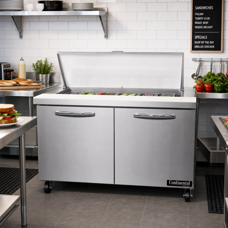 Product image #2 for Continental Refrigerator SW48N18M 48" Mighty Top Two-Section Sandwich Prep Refrigerator with Solid Doors