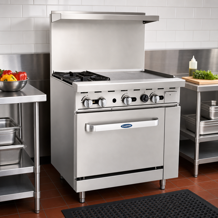 Product image #2 for CookRite 36-Inch Natural Gas Combination Range with 2 Open Burners, 24-Inch Right Griddle, and Standard Oven