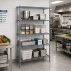 Thumbnail image #2 for Quantum WR63-1448GY Stationary Wire Shelving Starter Kit, 48"W x 14"D x 63"H, 4 Shelves, Gray Epoxy Finish
