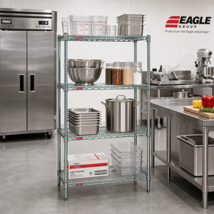 Product image #2 for Eagle Group Valu-Gard 4-Tier 24"W x 24"D x 63"H Stationary Starter Wire Shelving Unit