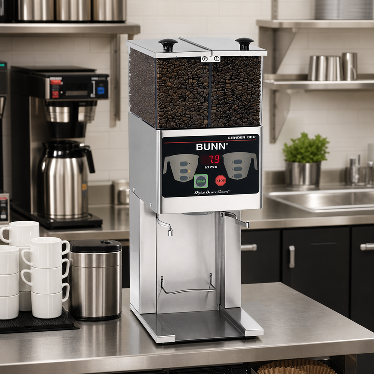 Product image #2 for BUNN FPG-2 DBC Automatic Portion Control French Press Coffee Grinder with Dual 3 lb Hoppers