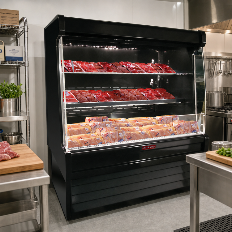 Product image #2 for Howard-McCray 35E Series Packaged Meats Vertical Open Merchandiser, 51" W x 60" H, Self-Contained Refrigeration, LED Lighting