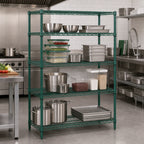 Thumbnail image #2 for Quantum WR54-1448P Wire Shelving Starter Unit, 48"W x 14"D x 54"H, 4 Shelves, Green Epoxy Antimicrobial Finish
