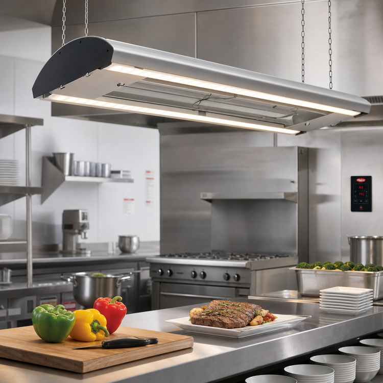 Product image #2 for Hatco Glo-Ray Curved Infrared Strip Heater, 48 Inch, High Watt, Dual LED Lights, Remote Electronic Control