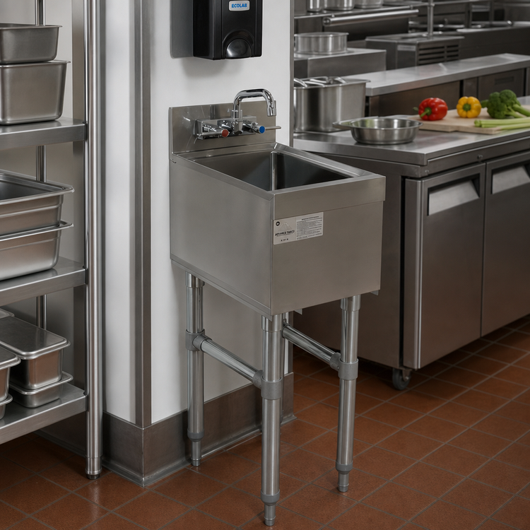 Product image #2 for Advance Tabco Special Value Series Underbar Freestanding Hand Sink with Faucet, 12 x 18 Inch Stainless Steel
