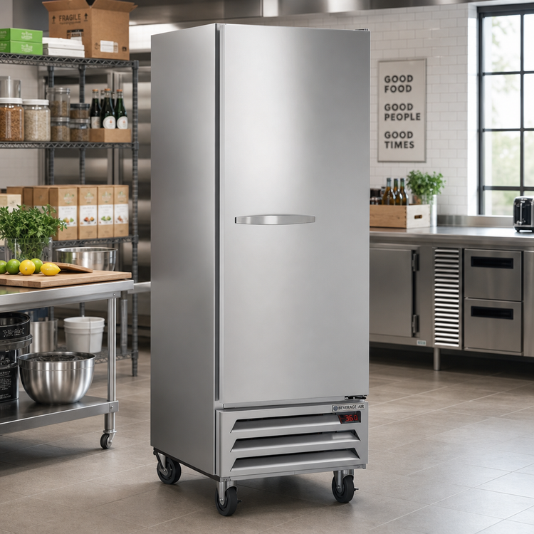 Product image #3 for Beverage-Air Horizon Series HBR12HC-1 One-Section Solid Door Reach-In Refrigerator, 12.06 Cu. Ft., Bottom-Mount R290