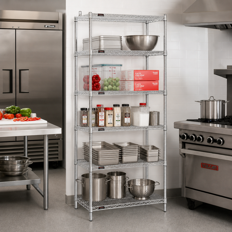 Product image #2 for Eagle Group 5-Tier Wire Starter Shelving Unit, 30 Inches Wide x 21 Inches Deep x 74 Inches High, Stainless Steel Finish