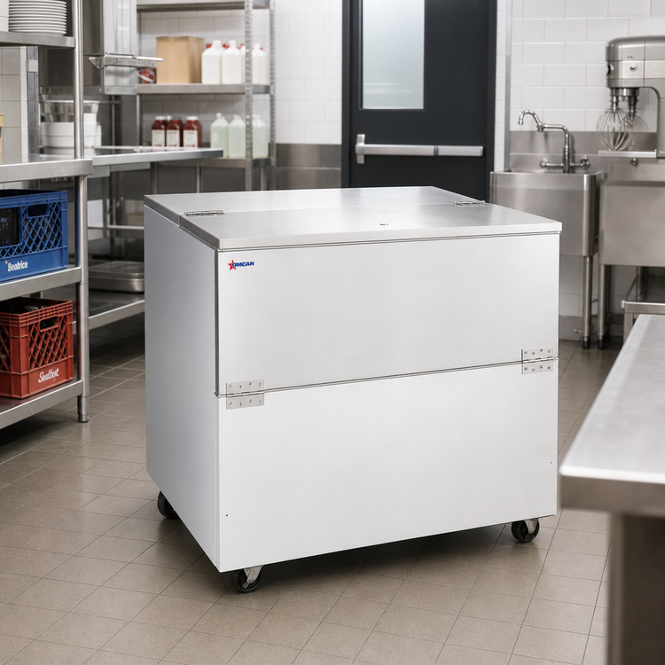 Product image #2 for Omcan Cold Wall Milk Cooler Cart, 12.4 Cu. Ft., Single Access, 8 Milk Crate Capacity