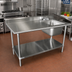 Thumbnail image #2 for Advance Tabco Special Value 48-Inch x 30-Inch Work Table with Right-Side Sink, Backsplash, and Undershelf