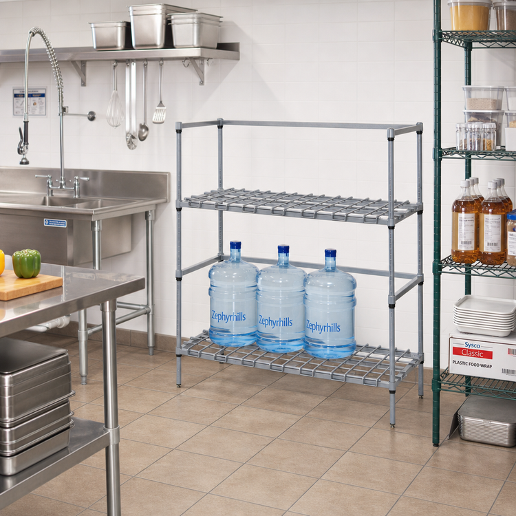 Product image #2 for Quantum Two-Tier Modular Wire Dunnage Rack for Tanks and Beverage Containers, 24 x 18 x 54 Inches, Gray Epoxy