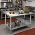 Thumbnail image #2 for Advance Tabco 48-Inch x 24-Inch 16-Gauge 430 Stainless Steel Work Table with 1-1/2-Inch Rear Up-Turn and Galvanized Undershelf