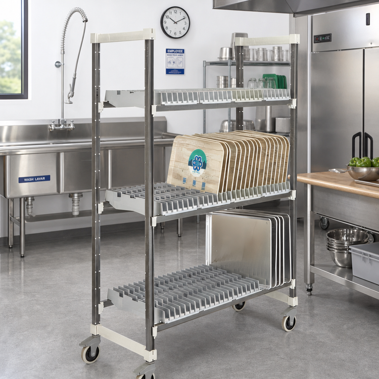 Product image #2 for Cambro Camshelving Elements XTRA Mobile Drying Rack Cart, 24 x 48 x 78-1/4 Inches, 84-Tray Capacity